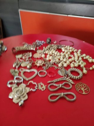 Lote bisutería vintage perlas y plateado