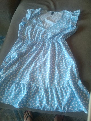Vestido SHEIN azul con estampado blanco Talla M