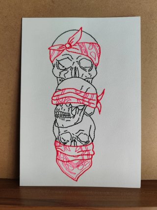 Lámina bordada a mano calaveras