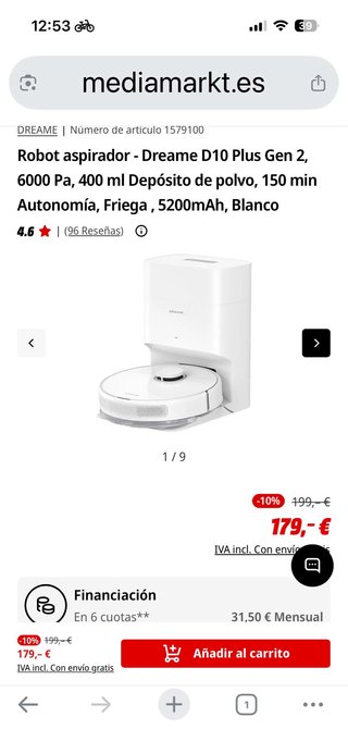 Robot aspirador Dreame D10 plus gen 2