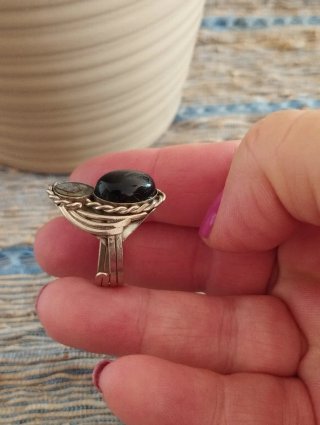 Anillo Artesanal Alpaca y Ávalon Ajustable