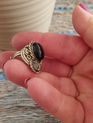 Anillo Artesanal Alpaca y Ávalon Ajustable