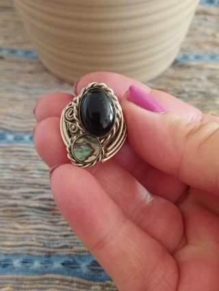 Anillo Artesanal Alpaca y Ávalon Ajustable