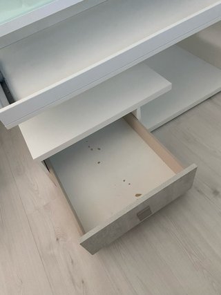 Mesa centro elevable con cristal y cajón