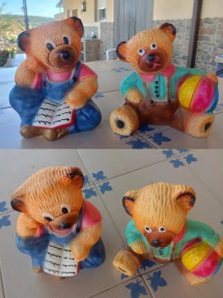 Pareja Huchas Cerámica Ositos Vintage