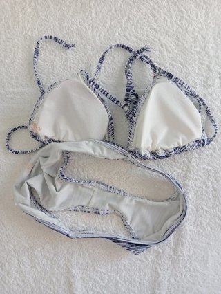 Bikini Roxy Talla S/M Rayas Azul Blanco