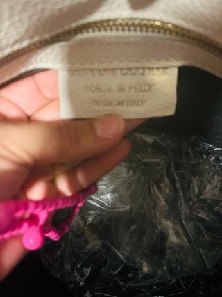 Bolso de piel auténtica color turquesa y blanco