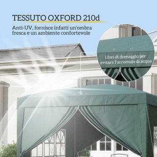 Gazebo 3x3 m da Giardino Impermeabile in Acciaio c