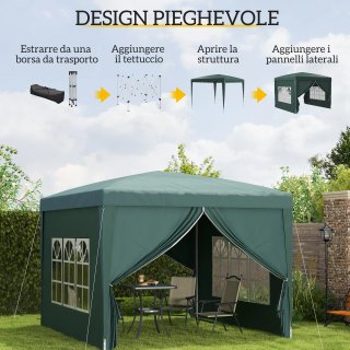 Gazebo 3x3 m da Giardino Impermeabile in Acciaio c