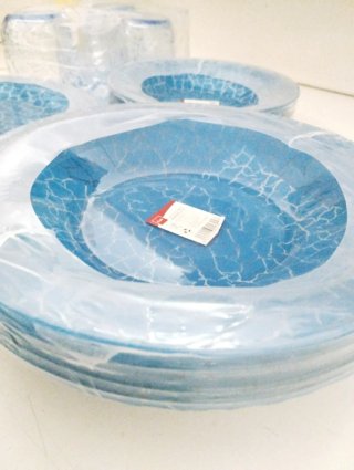 Servizio tavola vetro blu 25 pz