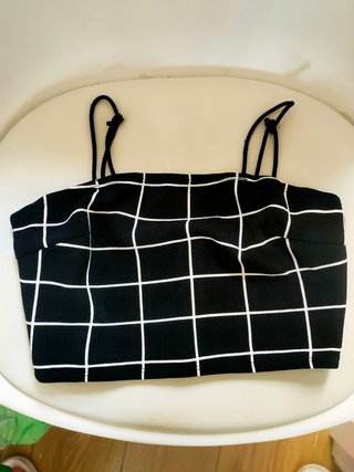 Conjunto falda y top cuadros blanco y negro