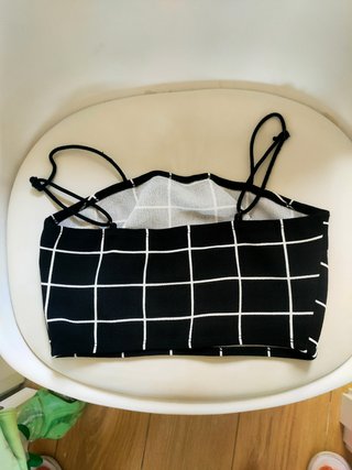 Conjunto falda y top cuadros blanco y negro