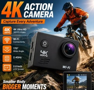 Cámara Deportiva 4K con Accesorios