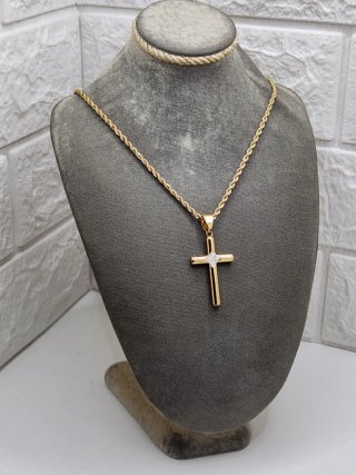 Colgante Cruz Circonitas Acero Chapado Oro