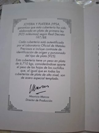 Cubertería Plata Maciza Dalia 7kg.Regalo cubertero