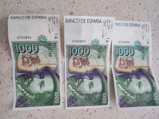 3 Billetes 1000 Pesetas España 1992