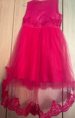 Vestido fiesta niña rosa tul bordado