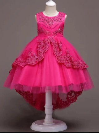 Vestido fiesta niña rosa tul bordado