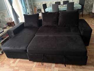 Sofá Cama Chaiselongue Negro Terciopelo