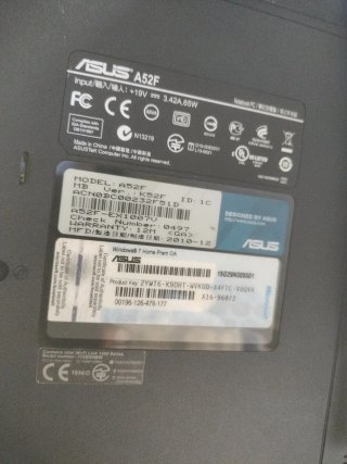 Portátil ASUS A52F 4GB RAM 500GB HDD Intel Core i3