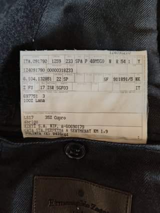 Abrigo Ermenegildo Zegna Talla 54
