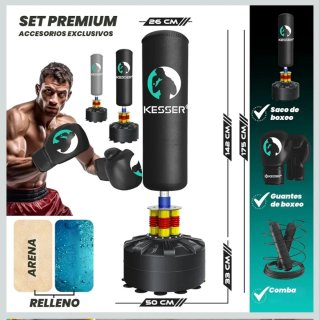 Saco de boxeo Kesser con guantes