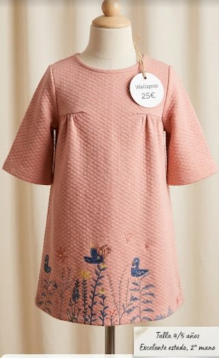 Vestido Mango Empolvado Niña Talla 4/5 Años