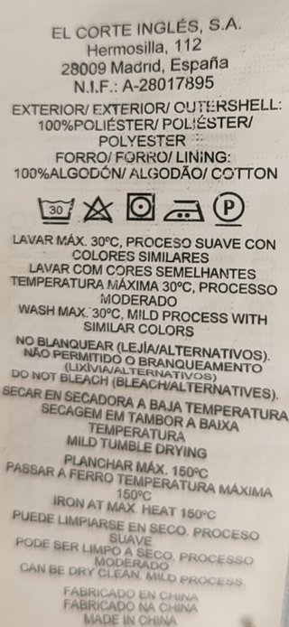 Gabardina gorro desmontable. El Corte Inglés. T. S