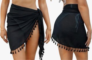 Pareo playa Aiseyi negro con flecos
