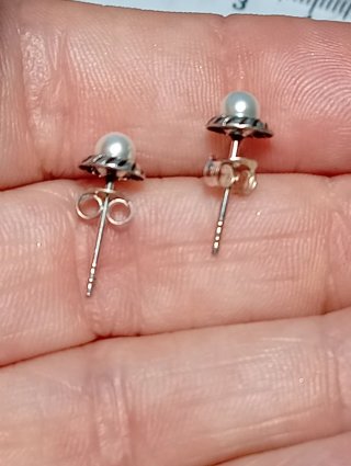 Pendientes Plata de Ley Perla