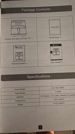 Freidora de Aire 3-5 personas manual de ininstrucc