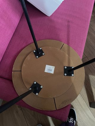 Tavolino rotondo MioKasa legno e tessuto