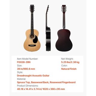 Chitarra Acustica Dreadnought Naturale 39 pollici