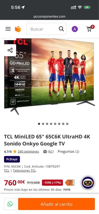 TCL 65 65C6K MiniLED 4K Google TV