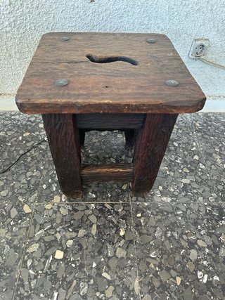 Banqueta rústica castellana antigua de madera