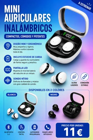 Auriculares Mini Inalámbricos Bluetooth 5.3. Nuevo