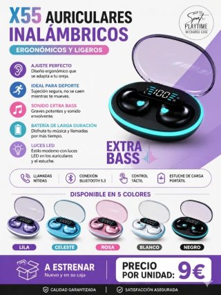 Auriculares Inalámbricos X55 Bluetooth 5.3. nuevos