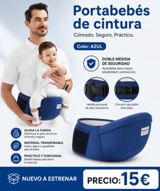 Portabebés de Cintura. Color azul. Nuevo.