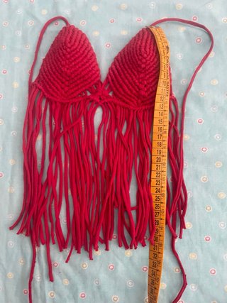 Pareo y top macramé trapillo rojo
