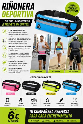 Riñonera Deportiva Ligera y Resistente. Nueva.
