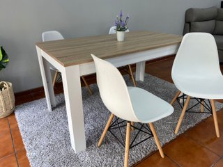 Mesa Comedor 140cm + 4 Sillas Nórdicas
