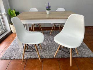 Mesa Comedor 140cm + 4 Sillas Nórdicas