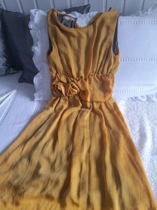 Vestido Gasa Vintage Amarillo