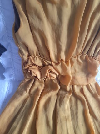 Vestido Gasa Vintage Amarillo