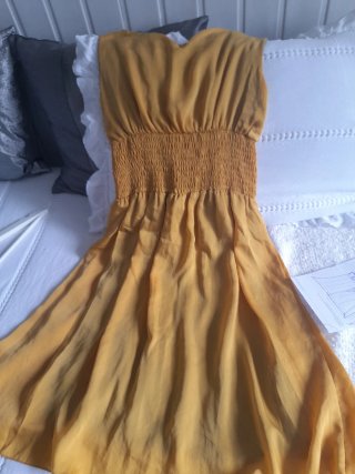 Vestido Gasa Vintage Amarillo