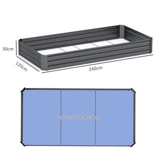 Cama de jardín elevada de acero de 835L con fondo