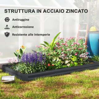 Cama de jardín elevada de acero de 835L con fondo