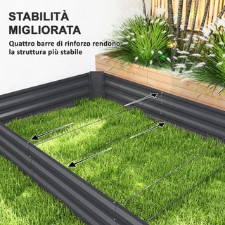 Cama de jardín elevada de acero de 835L con fondo