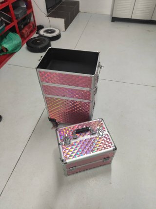 Maleta Trolley Maquillaje Rosa y Plata