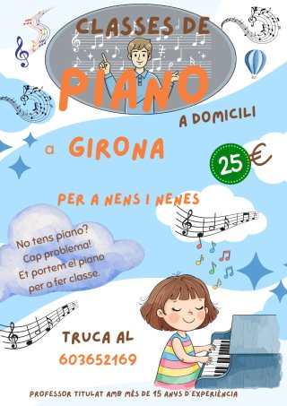 Clases de piano en verano a domicilio para niños.
